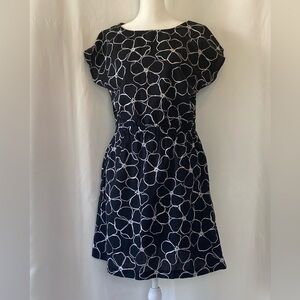 Joe Fresh Black White Linen Cotton Floral Mini Dress Small Dark Cottagecore